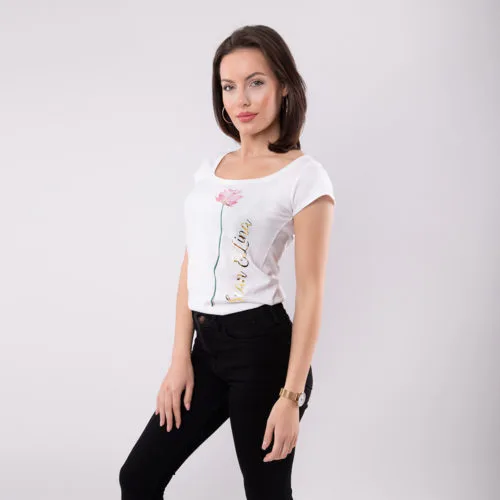 Lotus Blume Handwritten T-Shirt SEAN & LINA Lipstick Side